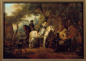 Passagerarstopp. Målning av Jean Louis Demarne (1744-1829)