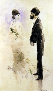 En älskare blev dum av rädsla (akvarell) av Jean Louis Forain