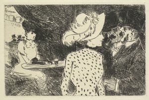 Caféscen (beskrivande) av Jean Louis Forain
