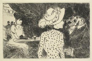 Café Scen beskrivande, 1880-1886. av Jean Louis Forain