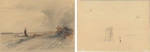 Ödelagt land (recto); Figurer i ett landskap (verso) av Jean Louis Forain