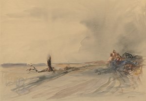 Devastated Land recto, Figurer in a Landscape verso, ca. 1919. av Jean Louis Forain