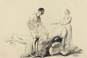 Utskriven från militärtjänst, c. 19141919. av Jean Louis Forain