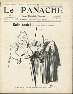 Illustration av Jean-Louis Forain (1852-1931) för omslaget till Le Panache, royalistisk tidskrift illustree, nr 20 av Jean Louis Forain
