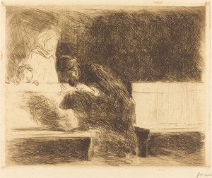 Advokat går igenom en brief av Jean Louis Forain