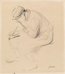 Le Poilu fransk soldat som skriver hem, ca. 1900. av Jean Louis Forain