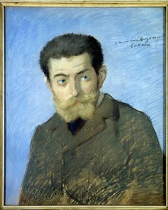 Porträtt av den franske författaren Charles Marie Georges Huysmans dit Joris Karl Huysmans (1848-1907) Pastell av Jean-Louis Forain (1852-1931) Sön. 0,55x0,44 m 1800-talet - Porträtt av den franska författaren Charles Marie Georges Huysmans kallad Joris Ka av Jean Louis Forain