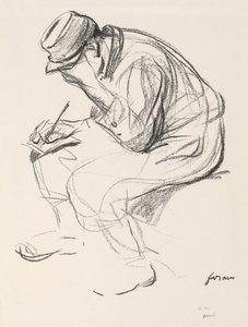 Krigsfånge som skriver ett brev. av Jean Louis Forain
