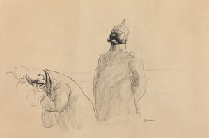 Preußischer Soldat und Zivilisten