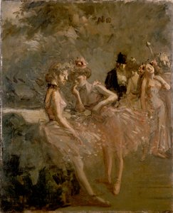 Scen i en teaters vingar, c1870-1900 av Jean Louis Forain