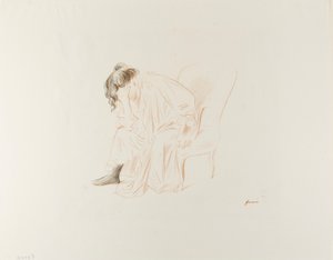 Sittande kvinna, huvudet i höger hand av Jean Louis Forain
