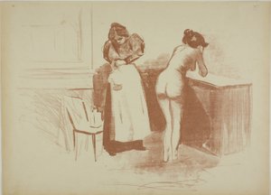 Massagen med grovhårhandske, tvätt och linjeplatta av Jean Louis Forain