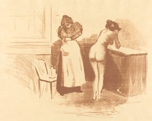 Massagen med grovhårshandske av Jean Louis Forain