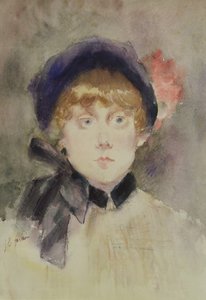 Ung kvinna i en blå hatt, 1883 (wc)