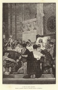 La Mort de Sainte Genevieve. St Genevieves död, c512 (gravyr)