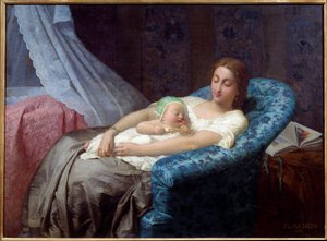 Den unga mammans målning av Jean Louis Hamon (1821-1874) 1863 Nantes, Musee des Beaux Arts