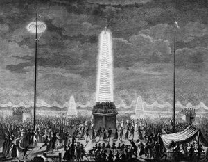 Franska revolutionen: Festivaler och belysningar på Champs Elysees i Paris den 18 juli av Jean Louis II (after) Prieur