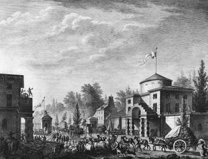 Franska revolutionen: Gratis inträde till barriären i Paris den 1 maj av Jean Louis II (after) Prieur