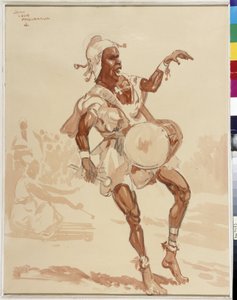 Afrikansk musiker (akvarell)