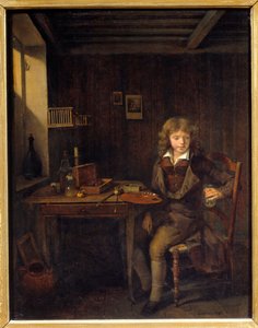 En ung student förbereder färgerna på sin mästare Målning av Jean Michel Grobon (1770-1853) 1800-talets Lyon, Musee des Beaux Arts