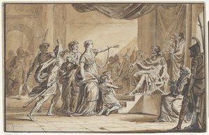 Sabinus och Epponina fördömda av Vespasianus av Jean Michel Moreau