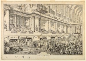 Ludvig XVI av Frankrike avlägger ed vid sin kröning av Jean Michel Moreau le Jeune