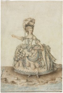 Kostymstudie för operasångare av Jean Michel the Younger Moreau