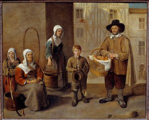 The Water Breader Merchant Målning av Jean Michelin (1623-1695) 1650 Sön. 0,77x0,97m