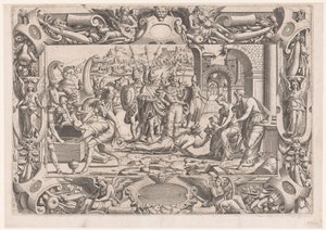 Dyrkan av kungarna av Jean Mignon (attributed to)