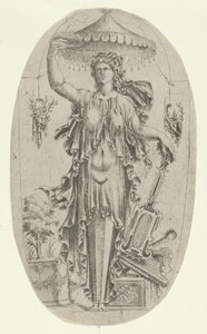 Term i form av en kvinna med musikinstrument, 1535-55. av Jean Mignon