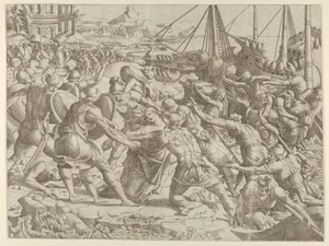 Bortförandet av Helen, 1535-55. av Jean Mignon