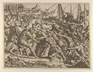 Bortförandet av Helen, 1535-55. av Jean Mignon