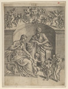 Jungfrun med Jesusbarnet älskad av Johannes, 1543. av Jean Mignon