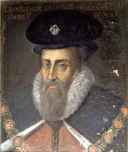 Porträtt av Robert Cecil (ca 1563-1612), 1:a earlen av Salisbury och 1:a viscount Cranborne (olja på panel) av Jean Monier or Mosnier