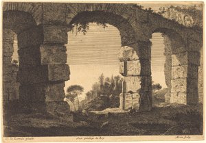 Ruinerna av en akvedukt av Jean Morin after Claude Lorrain