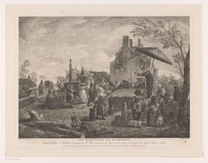 byteater Le Marchand de Mitridate (titel på objekt) Tryck efter målningar av Philips Wouwerman (serietitel) Oeuvres de Ph.pe Wouwermans Hollandois (serietitel)