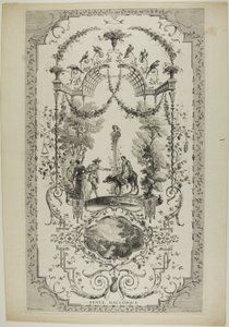Feste Bacchique, plansch 97 från "The Works of Antoine Watteau av Jean Moyreau