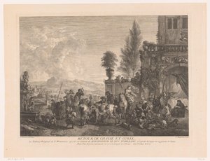 Återkommande jaktsällskap Return de chasse et curée (titel på objekt) Tryck efter målningar av Philips Wouwerman (serietitel) Verk av Ph.pe Wouwermans Hollandois (serietitel)