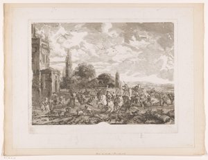 Avgående jaktsällskap för ett hus Partie de Chasse pour le Vol Tryck efter målningar av Philips Wouwerman (serietitel) Oeuvres de Ph.pe Wouwermans Hollandois (serietitel)