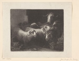 Flock får med en ko av Jean Onufre Philippe Cretey