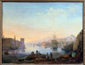 Mellan hamnen i Marseille Målning av Jean Paul Constans (1777-1833) 1800-talet Aix en Provence, Musee Granet av Jean Paul Constans
