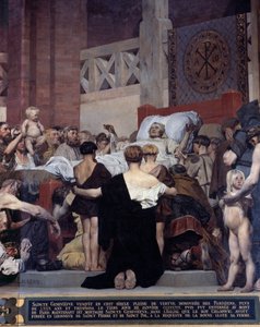 The Death of Saint Genevieve, beskyddare av staden Paris Väggmålning av Jean Paul Laurens (1838-1921) Paris, Pantheon