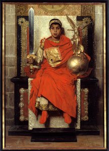 Nedre riket: Flavius Honorius (384-423). Målning av västerlandets första kejsare (395-423), barn. Målning av Jean Paul Laurens (1838-1921)