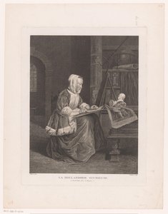 Interiör med ritning kvinna La Hollandoise studieanvändning (titel på objekt) av Jean Pelletier