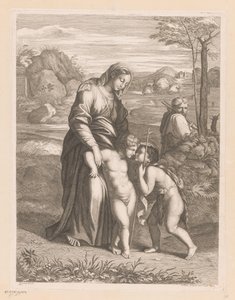 Helig familj med Johannes Döparen av Jean Pesne