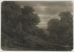 Landskap med träd. av Jean Philippe George