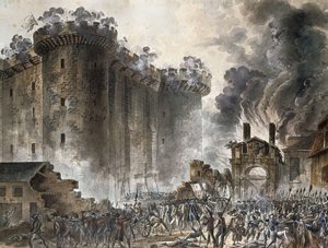 Stormningen av Bastiljen den 14 juli 1789, ca. 1789 av Jean Pierre Laurent Houel