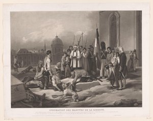 Begravning av offren för julirevolutionen Inhumation des Martyrs de la Liberté (titel på objektet)