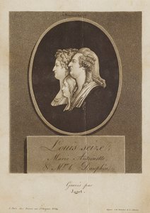 Louis Seize, Marie Antoinette och Mgr le Dauphin av Jean Pierre Marie Jazet