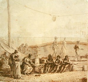 Kaffesäljaren på Pont-Neuf, 1819 av Jean Pierre Norblin de La Gourdaine